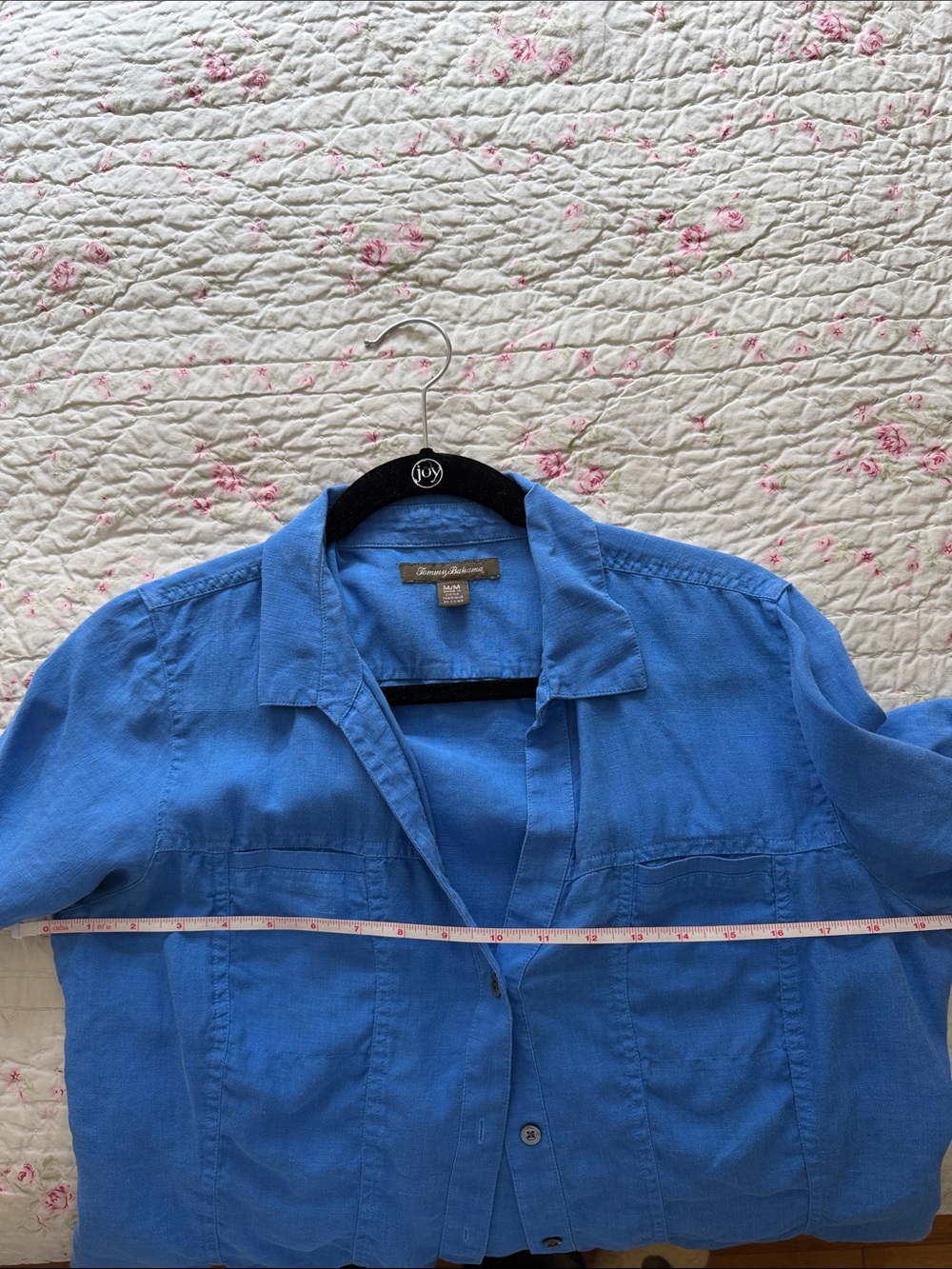 Tommy Bahama Royal Blue Short-Sleeve Button-Front 100% Linen button down Shirt - Picture 5 of 6
